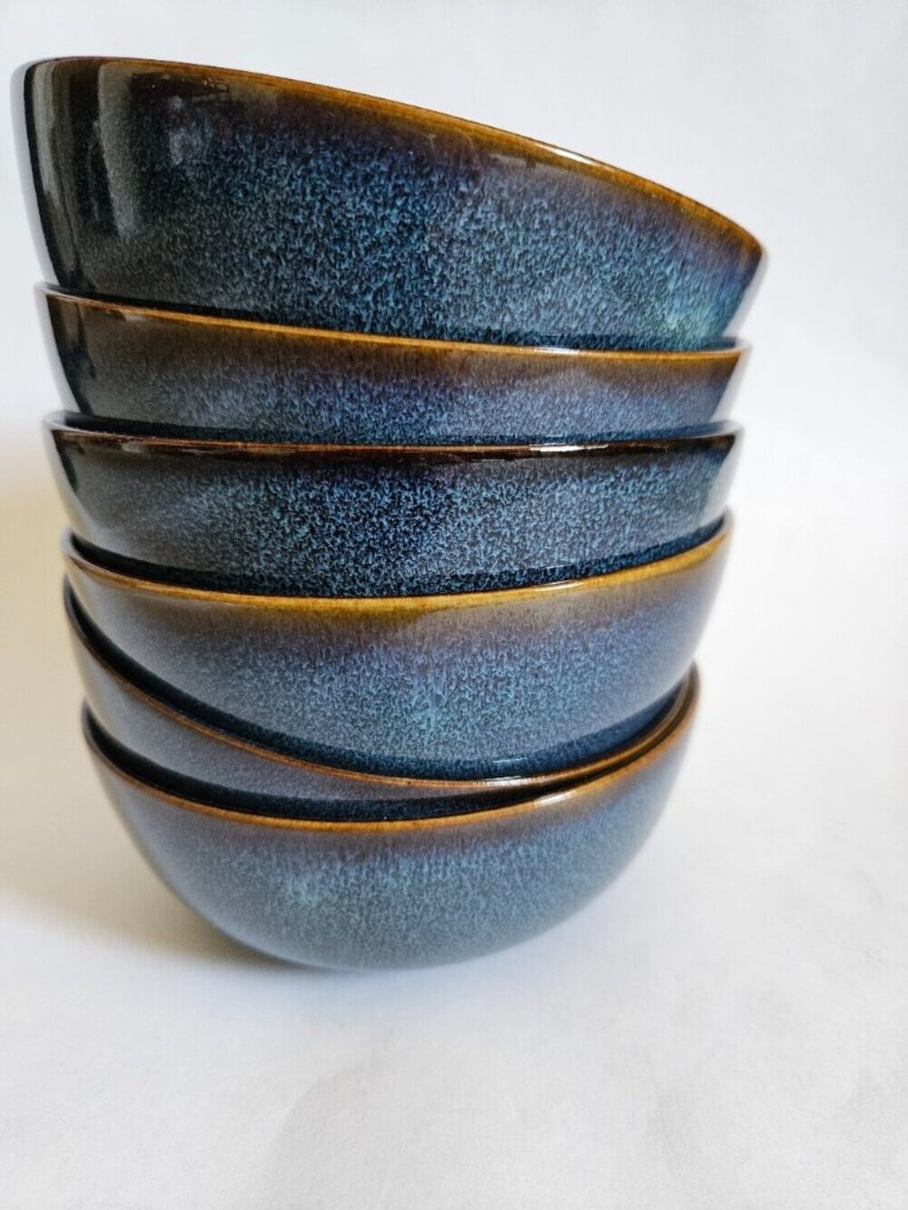 Set of 6 GLADELIG Ocean Blue, Glazed Stoneware Bowls, 4 ½ "
